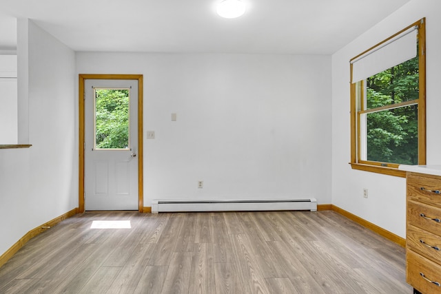 32 Thorne Ave, Lewiston, ME 04240 - unfurnished room featuring baseboard heating, light wood-type flooring, and baseboards
