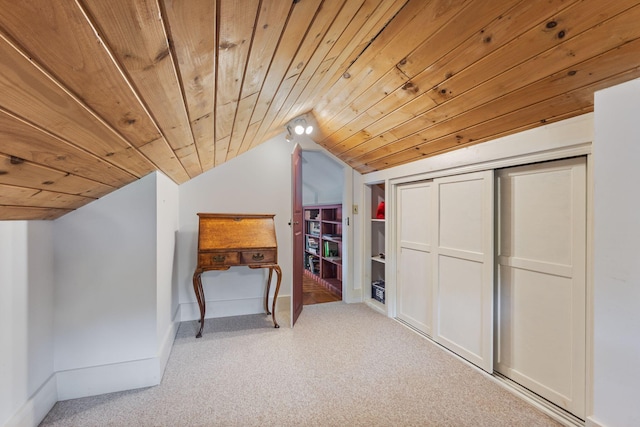 18 Laurel Ln, Eliot, ME 03903 - bonus room with wooden ceiling, carpet flooring, lofted ceiling, and baseboards