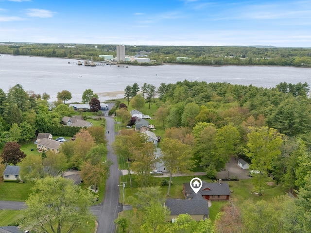 18 Laurel Ln, Eliot, ME 03903 - aerial view of property and surrounding area featuring a nearby body of water and a heavily wooded area