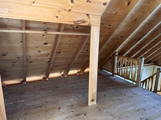 734 Duck Cove Rd, Roque Bluffs, ME 04654 - unfinished attic featuring an upstairs landing