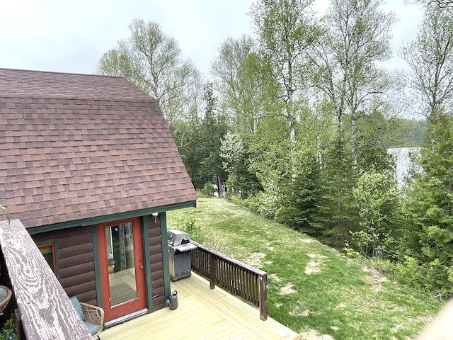 135 W Conroy Lake Rd, Monticello, ME 04760 - wooden terrace with grilling area