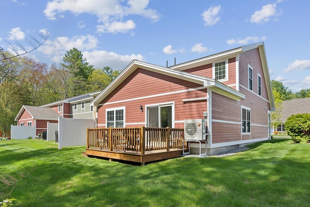 30 Agatha James Dr Unit 11, Kennebunk, ME 04043 - rear view of property with a deck, a lawn, and ac unit