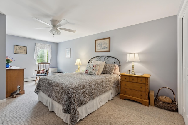 30 Agatha James Dr Unit 11, Kennebunk, ME 04043 - bedroom with light colored carpet, ceiling fan, and baseboards