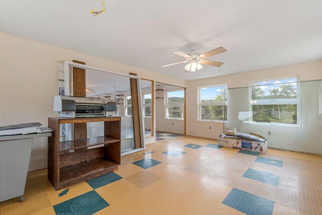 24 Emery Corner Rd, Limerick, ME 04048 - interior space with a ceiling fan and tile patterned floors