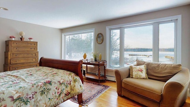 72 Sand Beach Rd, Standish, ME 04084 - bedroom featuring a baseboard radiator and light wood-style flooring