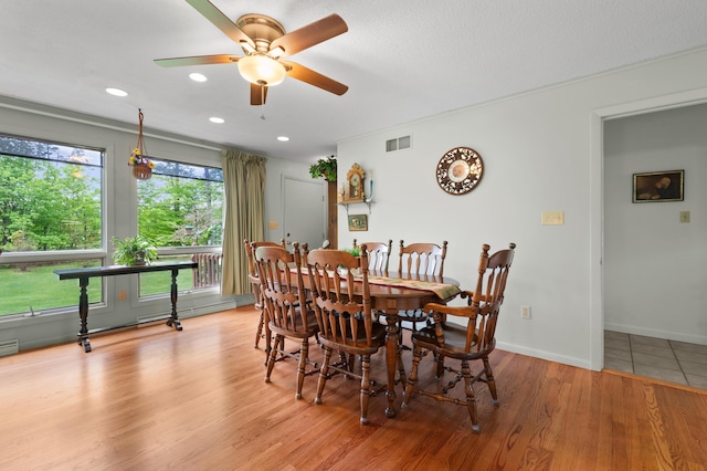 55 Woodland St, Fryeburg, ME 04037 - dining room featuring ceiling fan, wood finished floors, recessed lighting, and baseboards