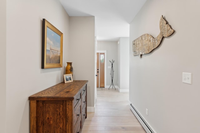 6 Roberts Ln, Kennebunkport, ME 04046 - corridor featuring light wood-type flooring, baseboard heating, and baseboards