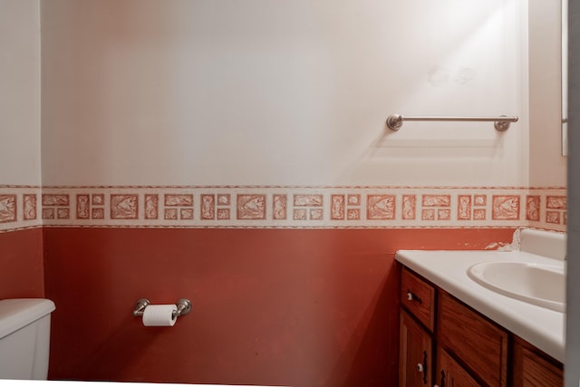 48 Pine Hill Dr Unit 48, Bath, ME 04530 - half bath featuring toilet, vanity, wainscoting, and tile walls