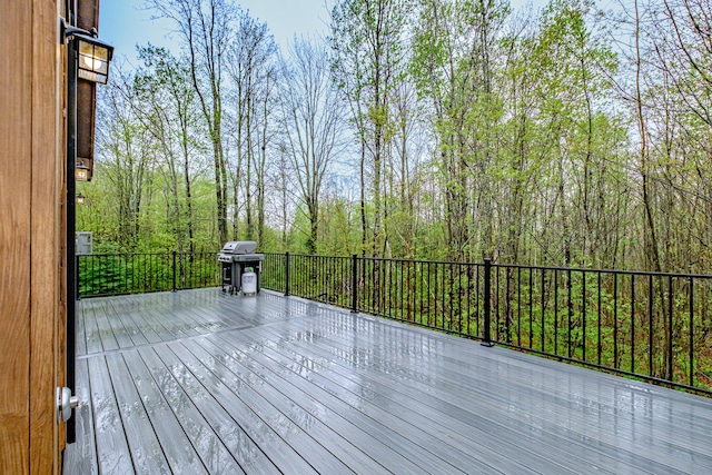 deck with a grill