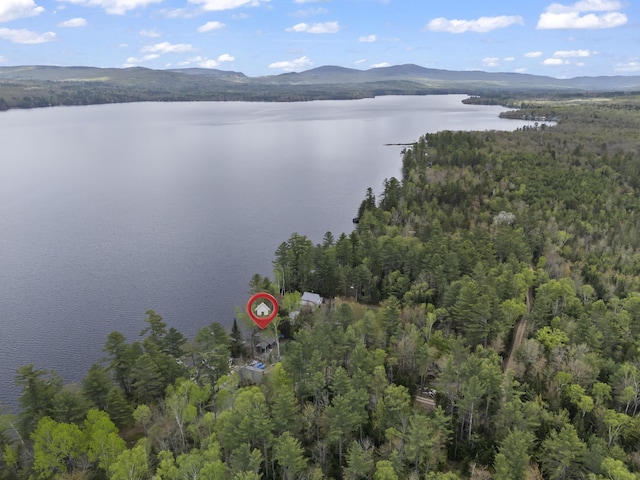 62 Lady Slipper Ln, Weld, ME 04285 - aerial view of property's location with a water and mountain view and a heavily wooded area