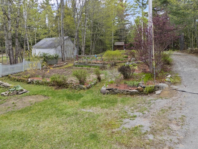62 Lady Slipper Ln, Weld, ME 04285 - view of yard featuring fence and a vegetable garden