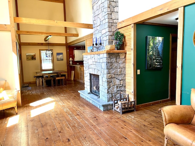 15 Miles Rd, Tremont, ME 04674 - living room with hardwood / wood-style floors and a fireplace