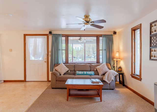 160 Rattlesnake Rd, Brownfield, ME 04010 - living area with ceiling fan and baseboards