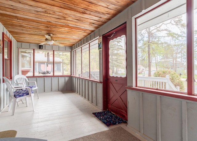 160 Rattlesnake Rd, Brownfield, ME 04010 - unfurnished sunroom featuring ceiling fan