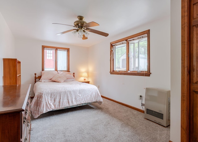 160 Rattlesnake Rd, Brownfield, ME 04010 - bedroom featuring carpet, heating unit, baseboards, and ceiling fan