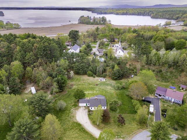7 Salmon Run, Raymond, ME 04071 - aerial overview of property's location featuring a large body of water and a heavily wooded area
