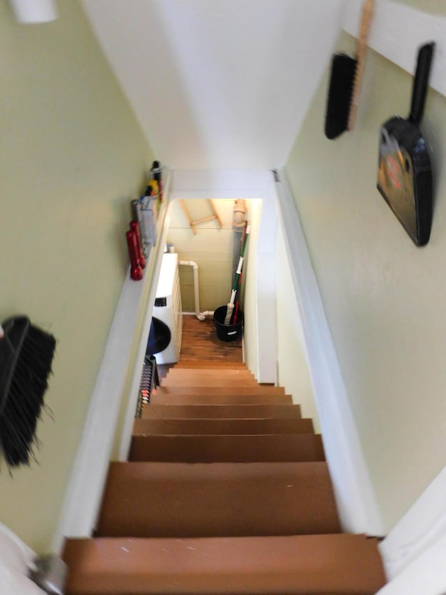 124 Church St, Dexter, ME 04930 - stairway featuring wood finished floors
