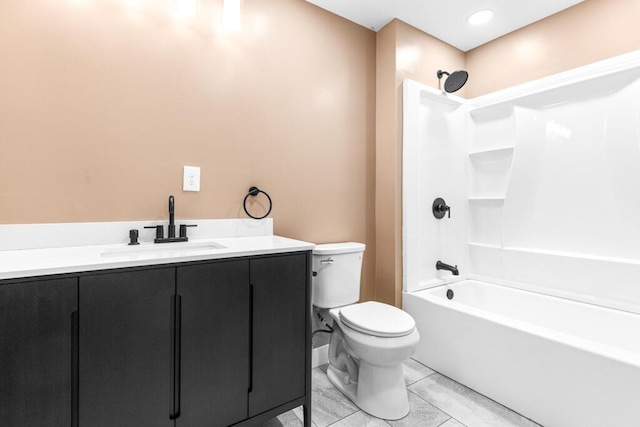 15 Stone Ledge Dr, Lewiston, ME 04240 - bathroom with toilet, vanity, and shower / tub combination