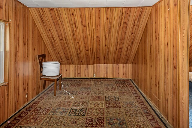 501 Knox St, Rumford, ME 04276 - additional living space with wooden walls and tile patterned floors