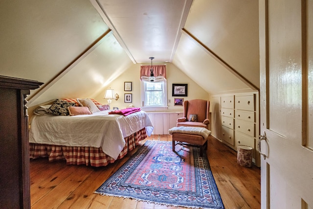 321 Clarks Bridge Rd, Waterboro, ME 04061 - bedroom with hardwood / wood-style flooring and vaulted ceiling