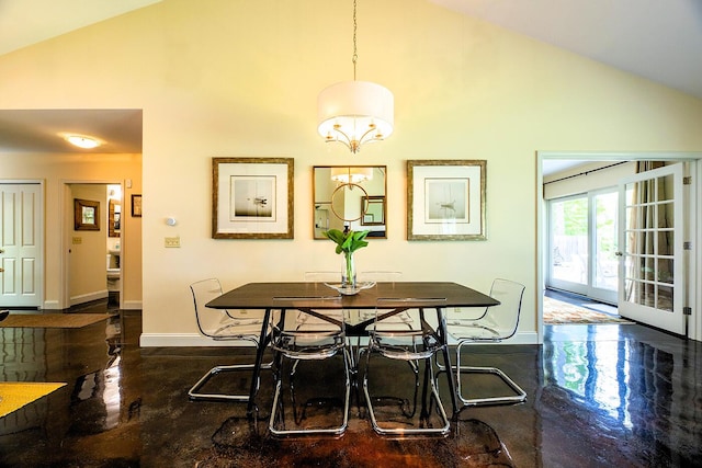 1496 Atlantic Hwy, Northport, ME 04849 - dining space featuring high vaulted ceiling and baseboards