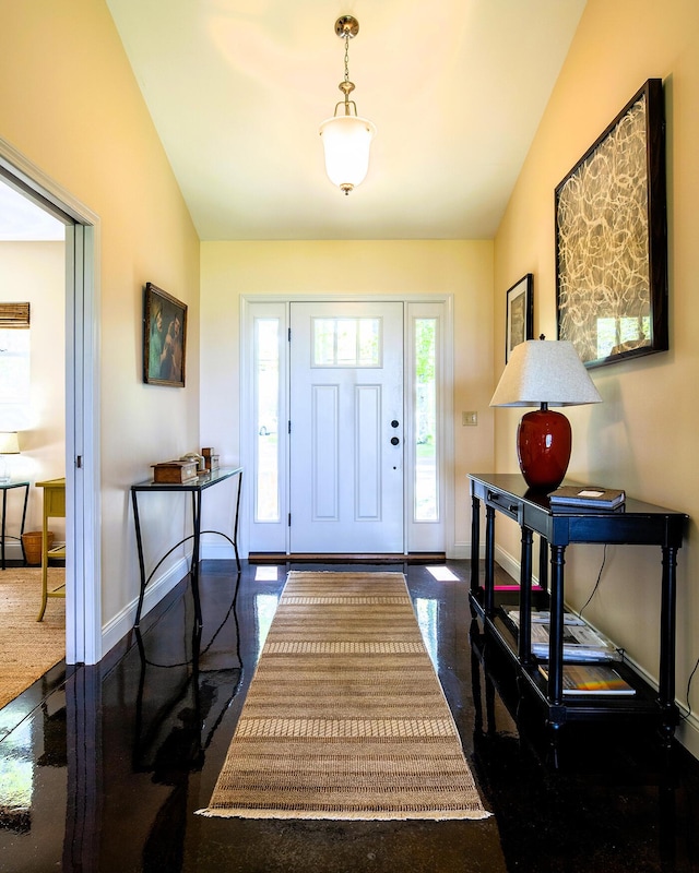 1496 Atlantic Hwy, Northport, ME 04849 - entryway featuring baseboards and lofted ceiling