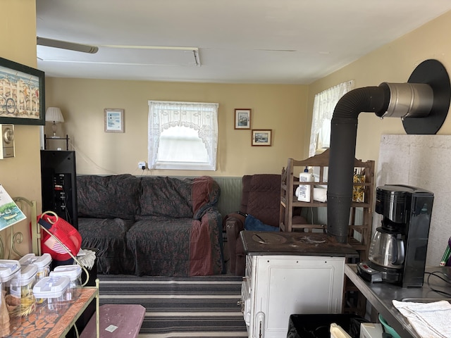 1233 State Route 32, Bristol, ME 04564 - living area featuring attic access and a wainscoted wall