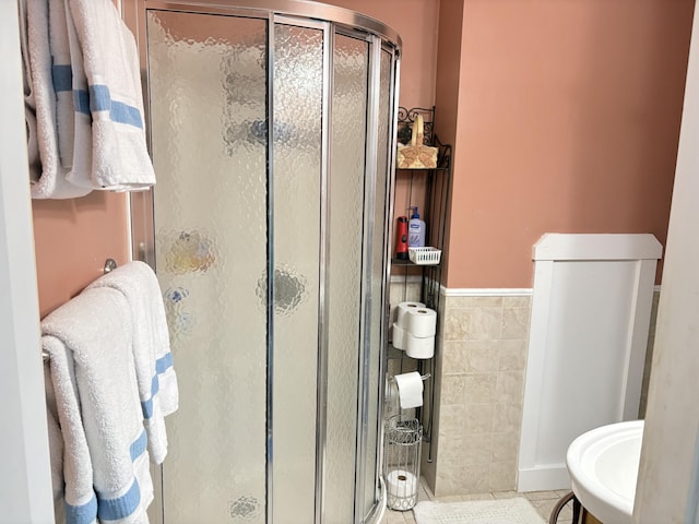 1233 State Route 32, Bristol, ME 04564 - bathroom with a shower stall and tile patterned flooring