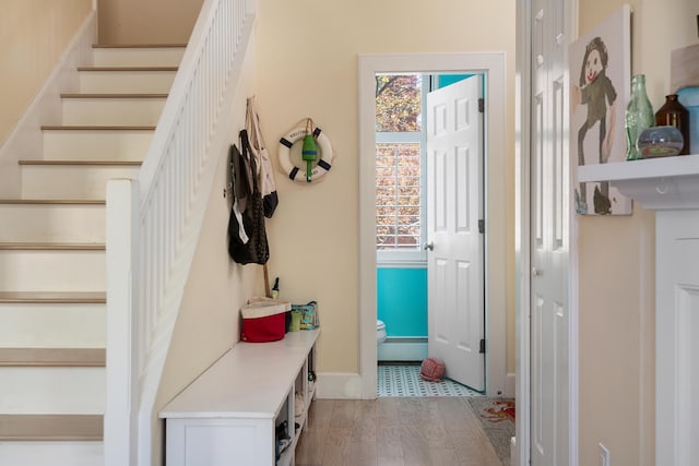 28 Ingalls Rd Unit 28, Portland, ME 04109 - mudroom with light wood-style floors and baseboards