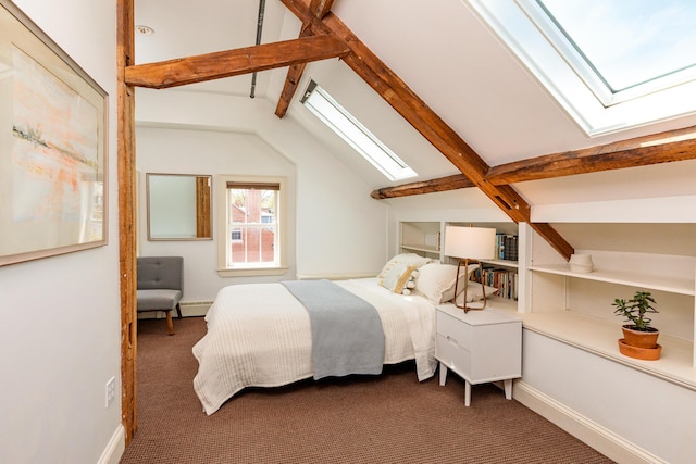 32 Pleasant St Unit 3, Portland, ME 04101 - bedroom with a skylight, carpet, baseboard heating, and baseboards