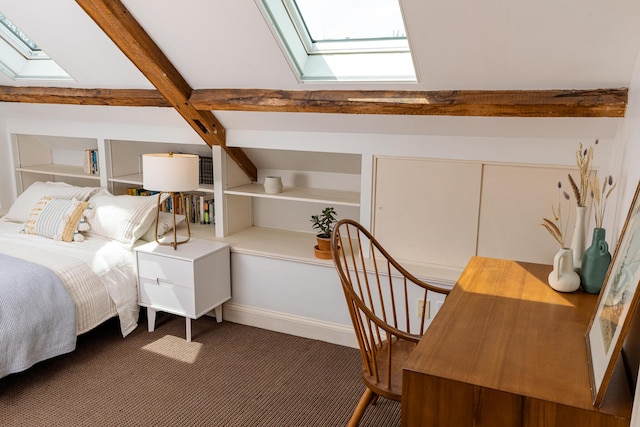 32 Pleasant St Unit 3, Portland, ME 04101 - carpeted bedroom featuring a skylight and beam ceiling