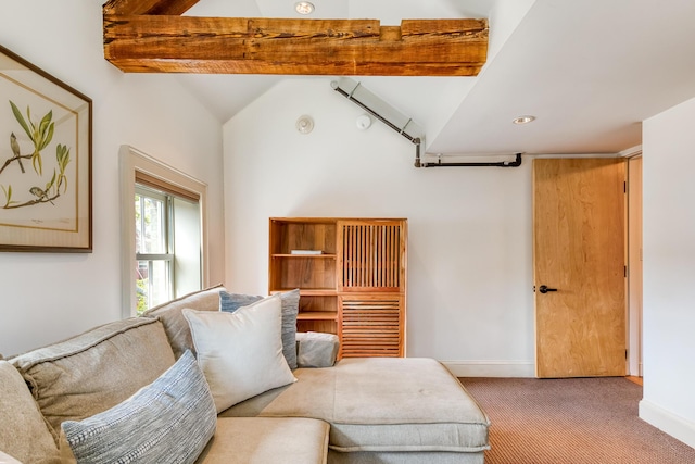 32 Pleasant St Unit 3, Portland, ME 04101 - sitting room with carpet floors, baseboards, and lofted ceiling