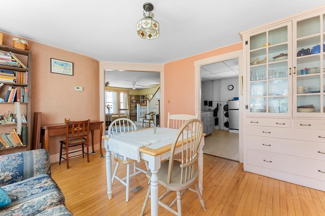 103 Green St, Augusta, ME 04330 - dining room with light wood-style floors and a ceiling fan