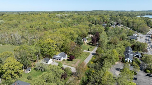 24 Chapel St, Boothbay, ME 04537 - aerial view of property's location with a heavily wooded area and a nearby body of water