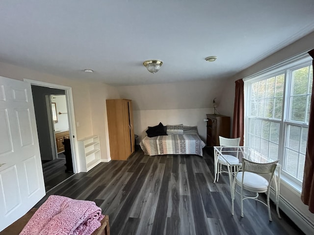 20 Chase Brook Dr, Alexander, ME 04694 - bedroom with dark wood-type flooring, baseboard heating, and baseboards