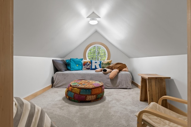 64 Old Kings Hwy, Ogunquit, ME 03907 - carpeted bedroom featuring baseboards and vaulted ceiling