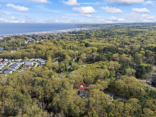 64 Old Kings Hwy, Ogunquit, ME 03907 - aerial view of property and surrounding area with a heavily wooded area and a large body of water