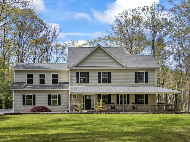 64 Old Kings Hwy, Ogunquit, ME 03907 - view of front of home with a porch, a front lawn, and roof with shingles