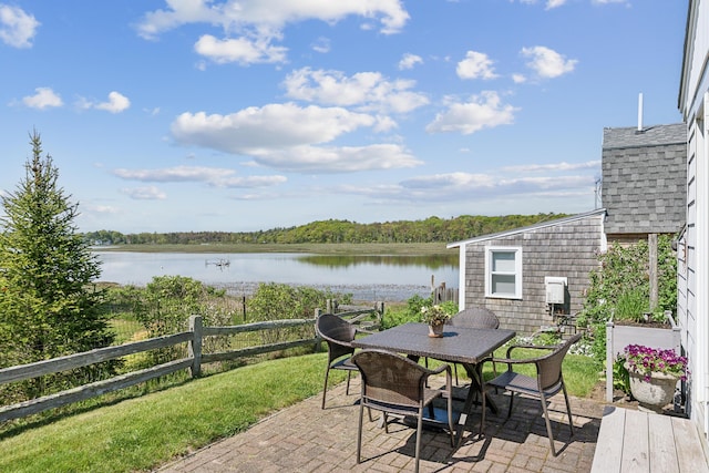 13 Atlantic Cir, Kennebunk, ME 04043 - view of patio featuring a water view and outdoor dining space