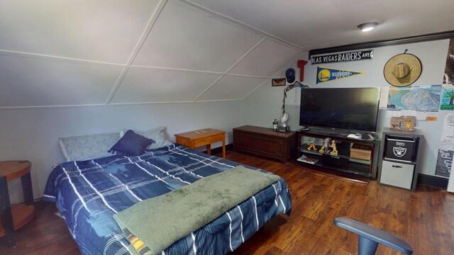 37 Enfield Rd, Lincoln, ME 04457 - bedroom featuring wood finished floors and vaulted ceiling