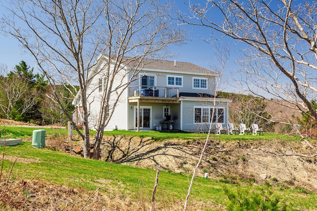 67 Hamilton Hill Way, Bar Harbor, ME 04609 - back of property with a balcony and a yard