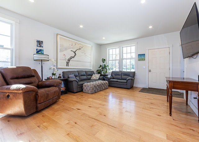 67 Hamilton Hill Way, Bar Harbor, ME 04609 - living room featuring light wood-style flooring and recessed lighting