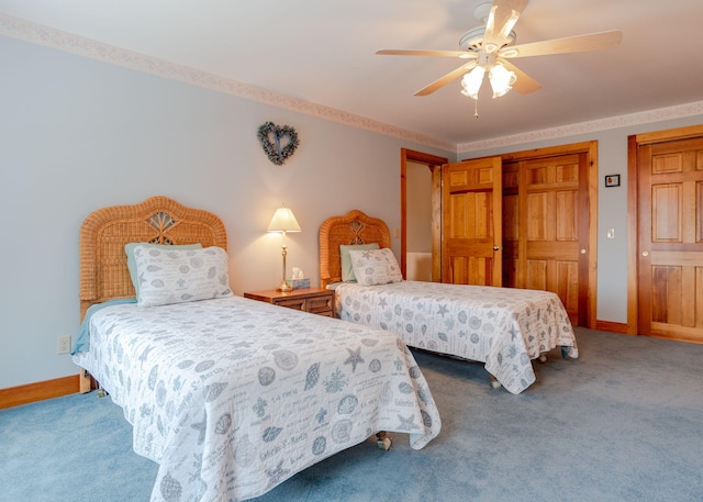 20 Ocean Side Ln, Bristol, ME 04554 - carpeted bedroom with baseboards and a ceiling fan