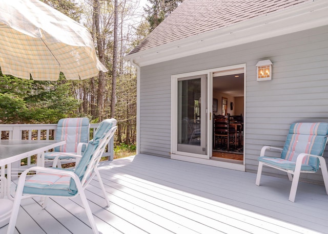 20 Ocean Side Ln, Bristol, ME 04554 - wooden deck with outdoor dining space
