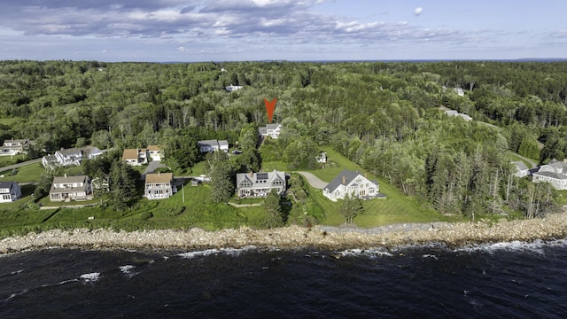 20 Ocean Side Ln, Bristol, ME 04554 - aerial view of property and surrounding area featuring a heavily wooded area and a nearby body of water