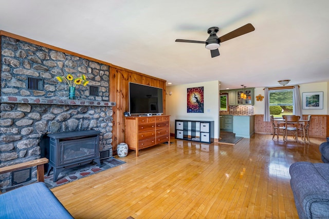 206 Sebago Lake Rd, Gorham, ME 04038 - living room with hardwood / wood-style flooring and ceiling fan