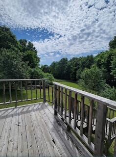 15 River Rd, Phillips, ME 04966 - deck featuring a forest view