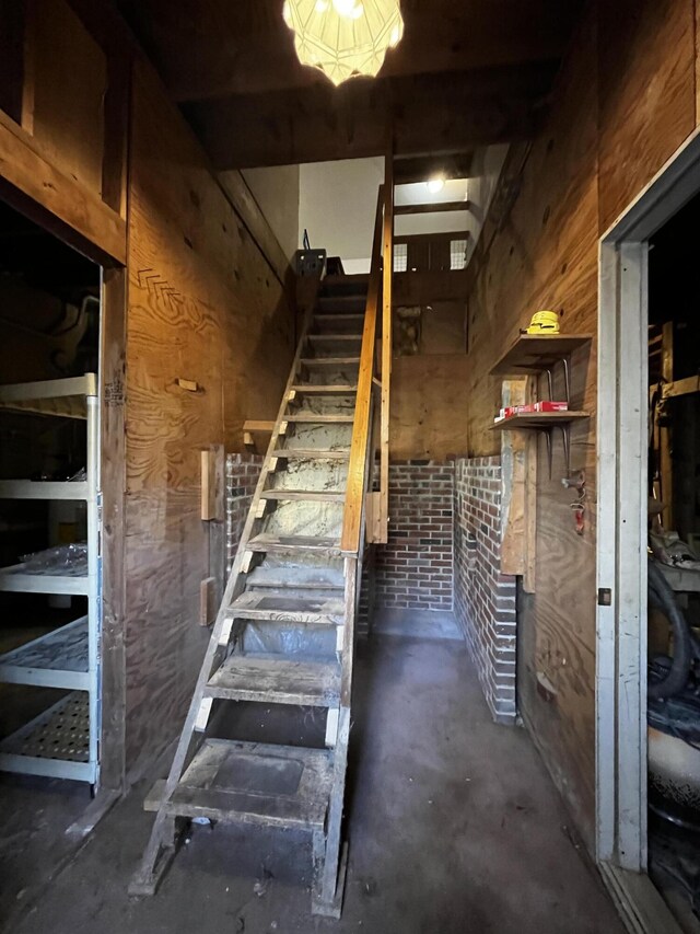 371 Carding Machine Rd, Bowdoinham, ME 04008 - stairs with unfinished concrete flooring