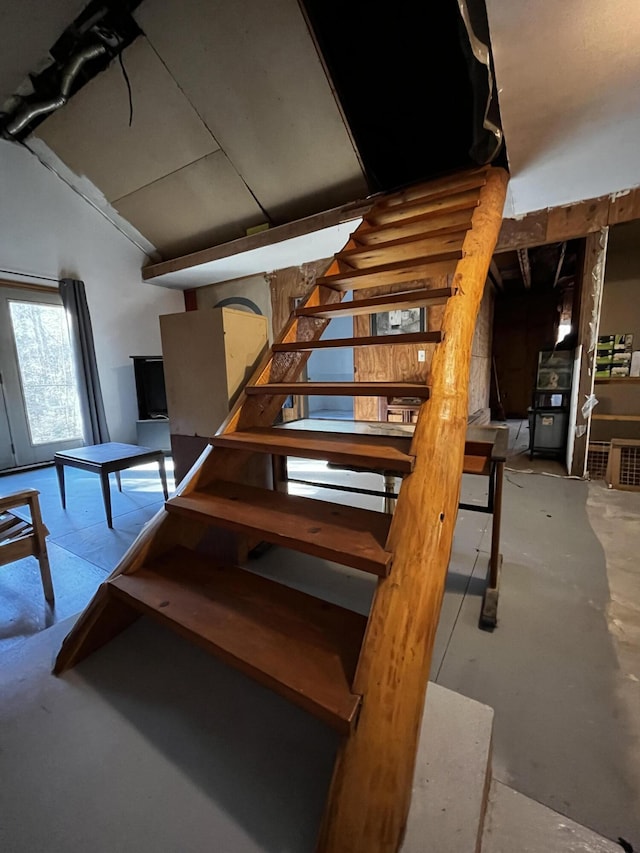 371 Carding Machine Rd, Bowdoinham, ME 04008 - stairway featuring concrete floors