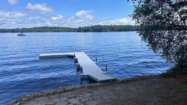 27 Chickadee Ln, Naples, ME 04055 - dock area featuring a water view and a view of trees